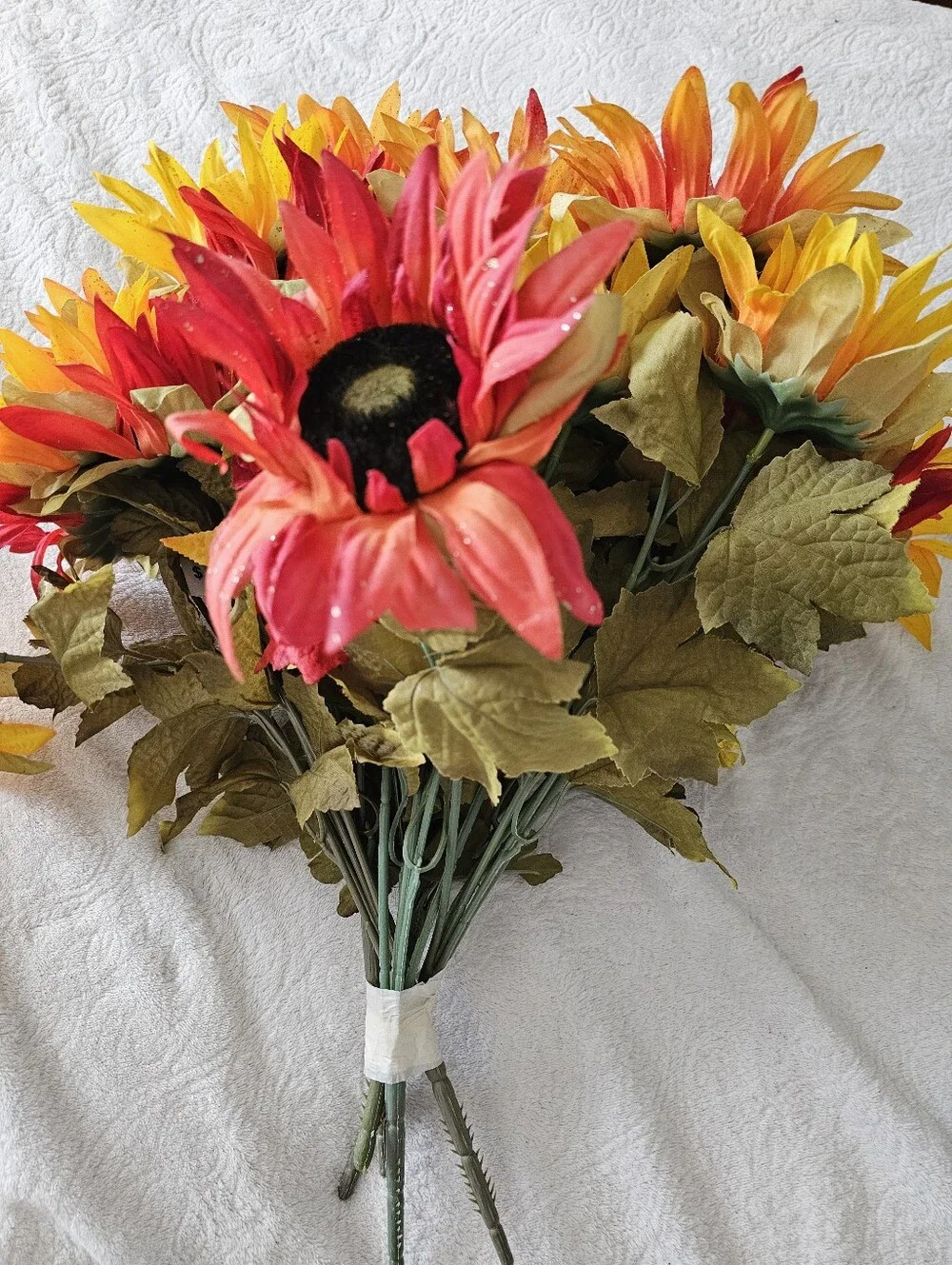 Artificial Sunflower Bouquet in Yellow and Orange - Home Accents